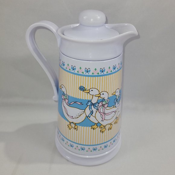 Coffee Carafe 10" Vintage 80s Blue Ribbon Goose Thermal Hot Drink Tea Warmer - Picture 1 of 1